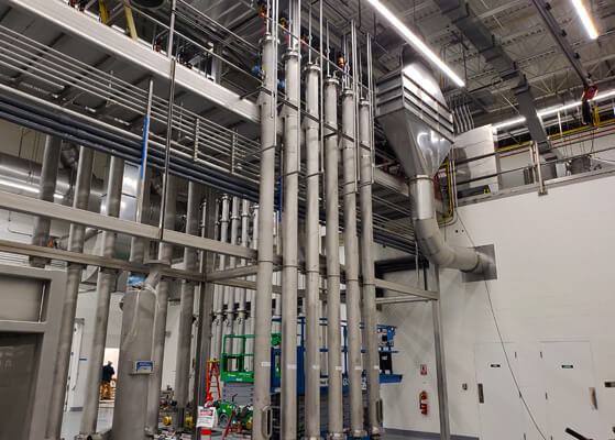 View of a custom mechanical system project at Framtone's facility